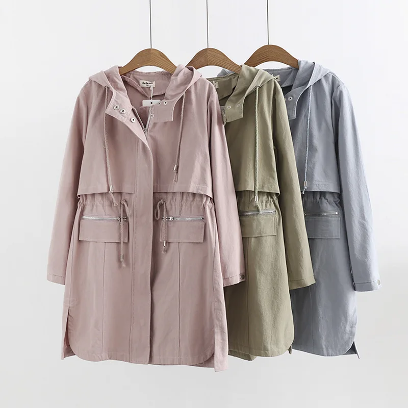 Loose Elegant Trench for Women Hoodie Long European Trench Coats Hooded Solid Designer Wind Breaker
Loose Elegant Trench for Women Hoodie Long European Trench Coats Hooded Solid Designer Wind Breaker