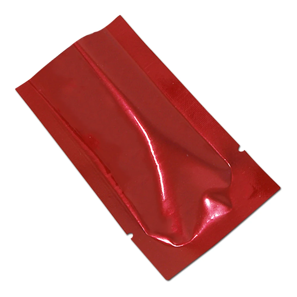 

100pcs Red Aluminum Foil Bag Open Top Vacuum Heat Seal Package Pouch for Coffee Powder Storage Mylar Foil Flat Bags Tear Notch