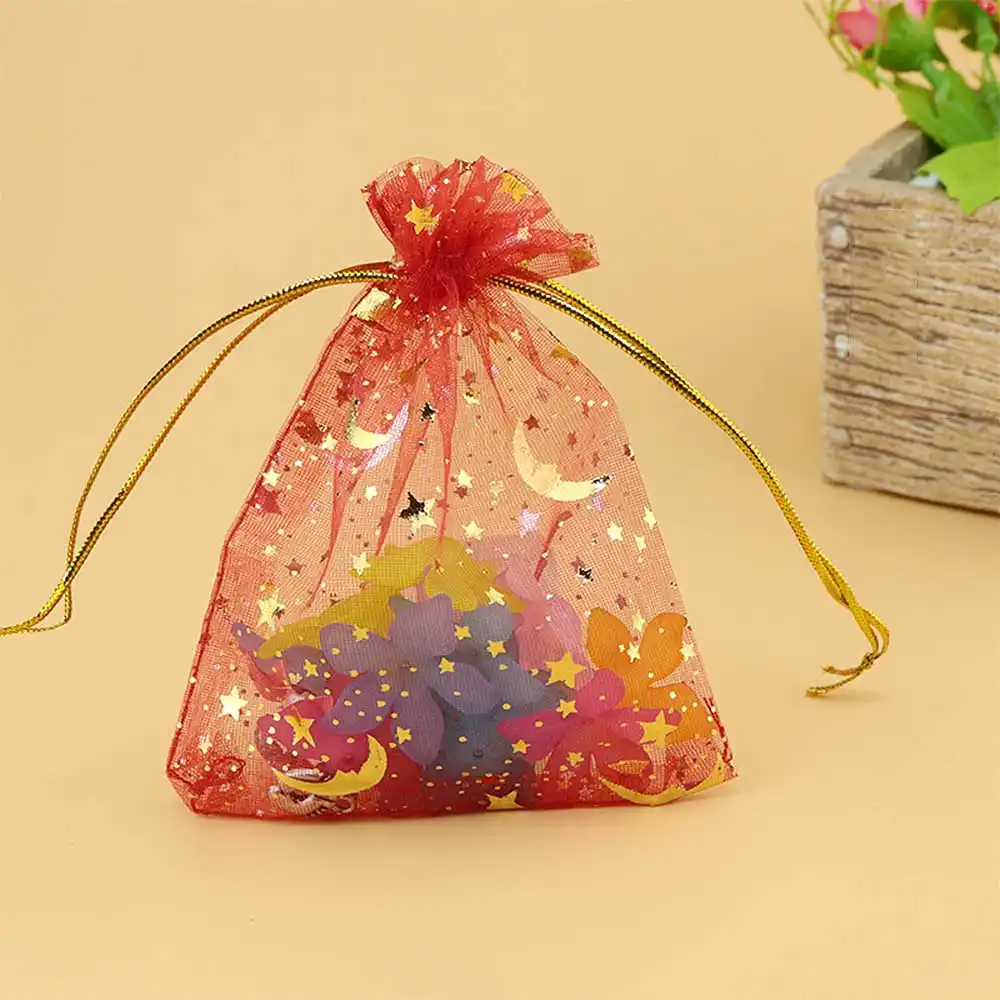 100pcs organza bags wedding transparent drawstring jewelry