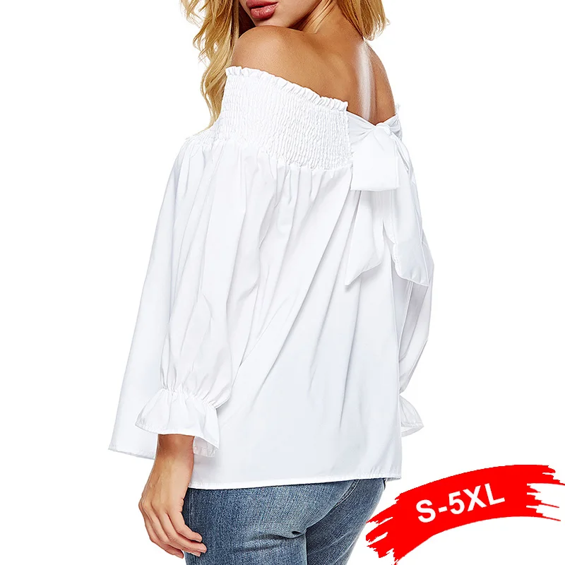 Plus Size 3Xl 4Xl 5Xl Sexy Off Shoulder Tops Spring Summer Strapless Women Blouse Bowknot Slash Neck Shirts Casual Loose Blusas
Plus Size 3Xl 4Xl 5Xl Sexy Off Shoulder Tops Spring Summer Strapless Women Blouse Bowknot Slash Neck Shirts Casual Loose Blusas