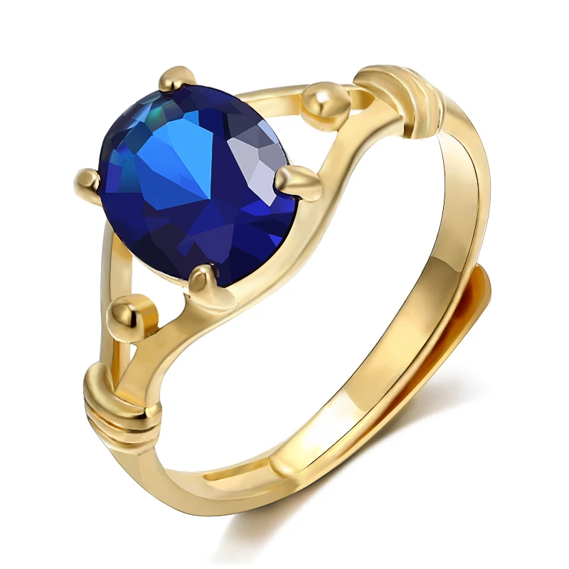 Blue Crystal Promise Wedding Rings for Women Gold Color Bride Accessories Jewelry Drop Shipping | Украшения и аксессуары