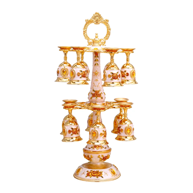 European Russian Two Layer Metal Hanging Wine Rack Crystal Wine Cup Holder Fashion Exquisit Castle pattern cup table decoration
European Russian Two Layer Metal Hanging Wine Rack Crystal Wine Cup Holder Fashion Exquisit Castle pattern cup table decoration