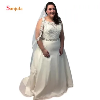 Plus Size Ivory Wedding Dresses 2019 Scoop Tank Lace Bride Dresses Beaded Backless Bridal Wedding Gowns vestido casamento D762
Plus Size Ivory Wedding Dresses 2019 Scoop Tank Lace Bride Dresses Beaded Backless Bridal Wedding Gowns vestido casamento D762