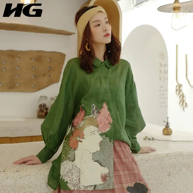 HG Retro Print Open Back Split Blouse Full Sleeve Women Clothes 2019 New Autumn Casual Loose Fashion Turn Down Collar XJ1833
HG Retro Print Open Back Split Blouse Full Sleeve Women Clothes 2019 New Autumn Casual Loose Fashion Turn Down Collar XJ1833