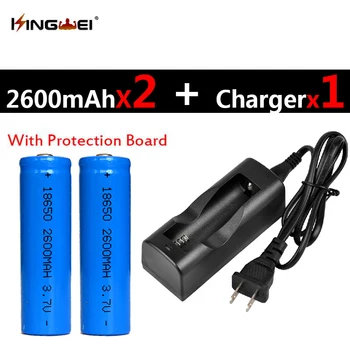 KingWei 2Pcs Protected 18650 Batteries 3.7v 2600mah Rechargeable Li-ion Battery+1pc NK-803C Charger for Headlight US/EU Plug
KingWei 2Pcs Protected 18650 Batteries 3.7v 2600mah Rechargeable Li-ion Battery+1pc NK-803C Charger for Headlight US/EU Plug