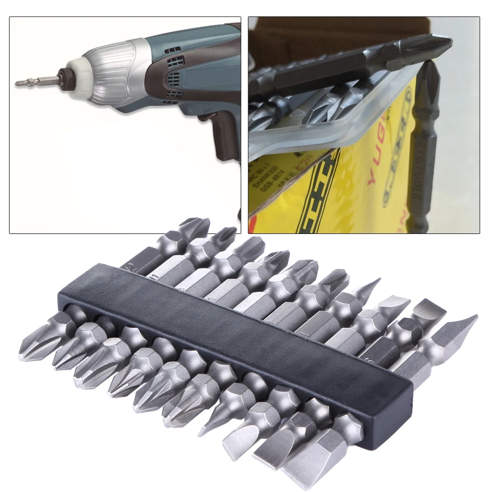 10 Pcs 1/4 inch Hex Shank Anti Slip Magnetic Dual Ended Electric Screwdriver Bit S2 Steel PH2 65mm Length Dual Side Multi Tool
10 Pcs 1/4 inch Hex Shank Anti Slip Magnetic Dual Ended Electric Screwdriver Bit S2 Steel PH2 65mm Length Dual Side Multi Tool