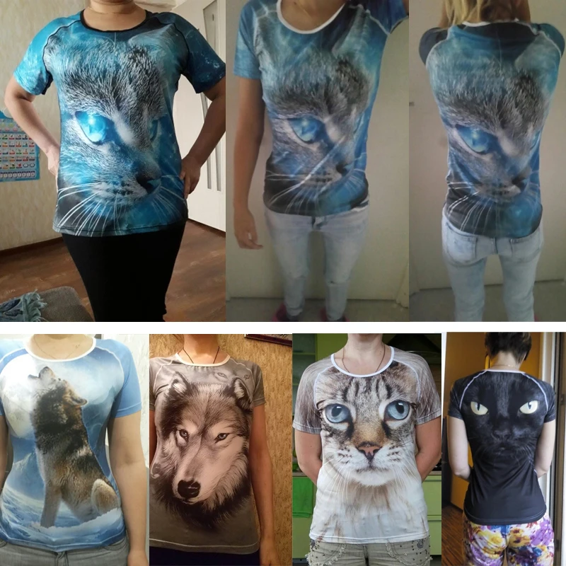 women cat print t shirt