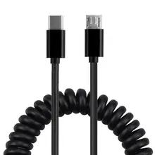 Black 30 to 100cm USB 3.1 Type-C Male to Micro USB Male Data Cable