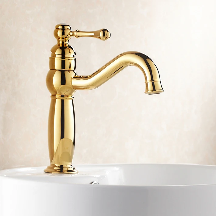 Luxury Brass Gold Basin faucet Hot Cold Water Mixer Bathroom Lavatory tap with swivel spout
Luxury Brass Gold Basin faucet Hot Cold Water Mixer Bathroom Lavatory tap with swivel spout