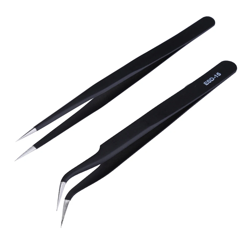 2pcs/lot Anti-static Precision Tweezers Set Pinzas Pincet Stainless Steel ESD Tweezer Electronics Repair Tools
2pcs/lot Anti-static Precision Tweezers Set Pinzas Pincet Stainless Steel ESD Tweezer Electronics Repair Tools