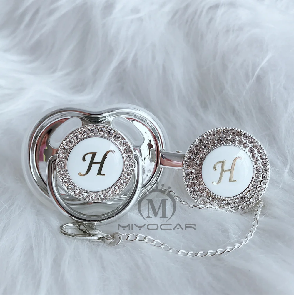 MIYOCAR Initials letter H beautiful bling pacifier and pacifier clip set unique BPA free dummy bling unique design LH
MIYOCAR Initials letter H beautiful bling pacifier and pacifier clip set unique BPA free dummy bling unique design LH