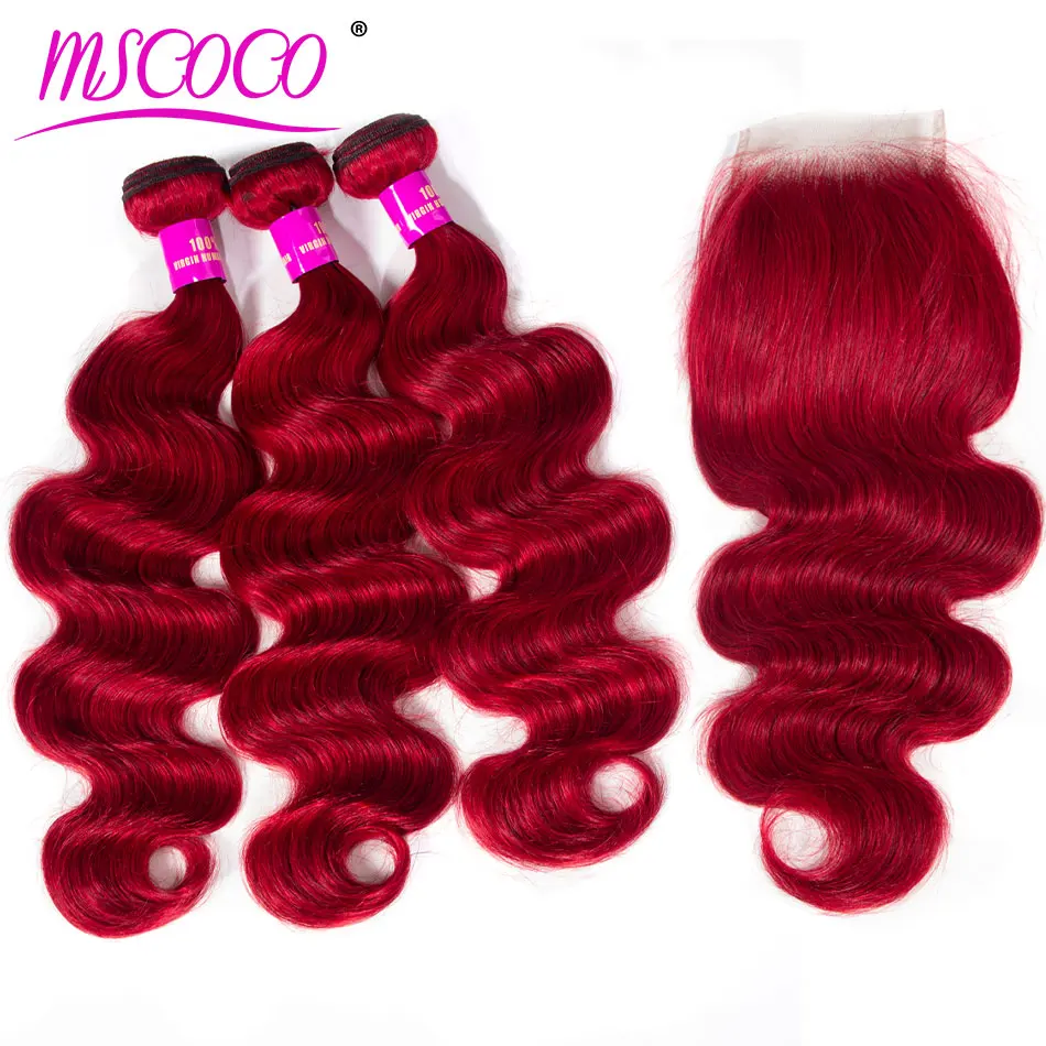 MscocoHair Red Bundles With Lace Closure Colored Body wave Human Hair Bundles With Closure Remy Brazilian Hair Weave Bundles
MscocoHair Red Bundles With Lace Closure Colored Body wave Human Hair Bundles With Closure Remy Brazilian Hair Weave Bundles