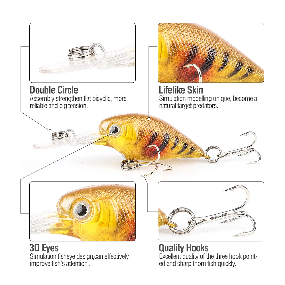 DONQL 2pcslot Minnow Fishing Lures Wobblers Crankbaits 6cm 4.7g Artificial Hard Swim Bait Wobblers For Trolling Fishing Tackle (5)