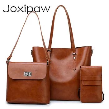 Simple Women Handbag Oil Wax Leather Female Shoulder Crossbody Messenger Bag Large Totes Small Phone Bag 3 Pcs Composite Bag Set
Simple Women Handbag Oil Wax Leather Female Shoulder Crossbody Messenger Bag Large Totes Small Phone Bag 3 Pcs Composite Bag Set