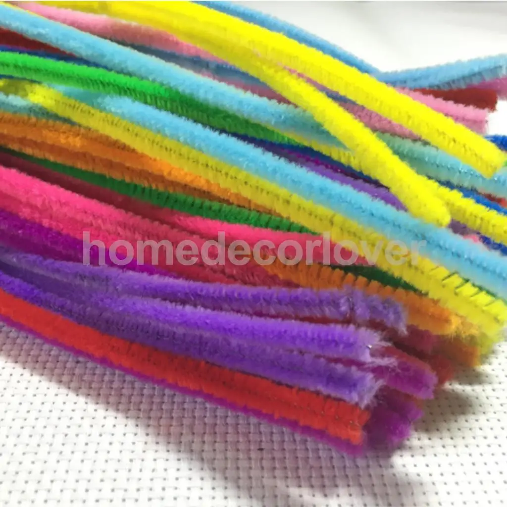 100 Pieces Chenille Stems Pipe Cleaners Kids Craft Twist Rods White & Black