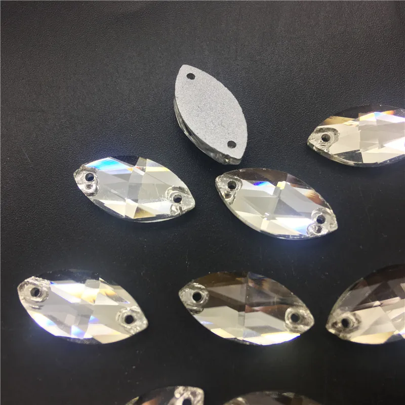 

TopStone 5x10 6x12 7x15 9x18 13x22 MM Navette Sew On Stone Crystal Clear Marquise Horse eye Sewing Glass Crystal Beads