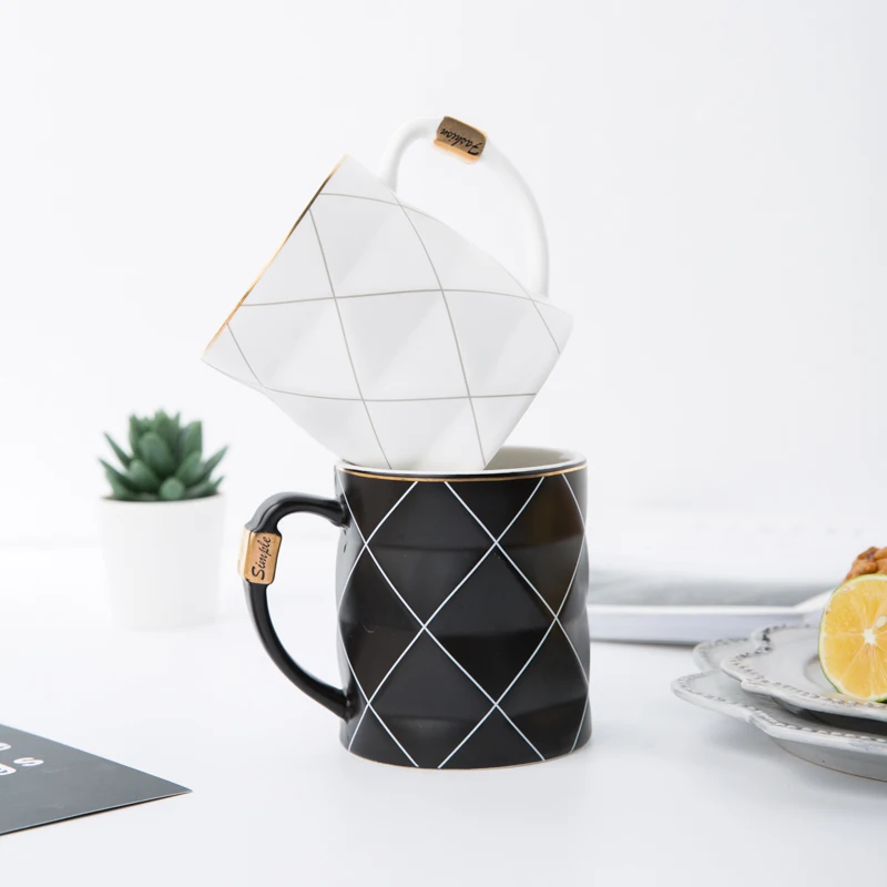 Nordic Golden Black and White Grid Geometry Ceramic Coffee Mug Porcelain Juice Drinking Cup Coffee Milk Tea Cup
Nordic Golden Black and White Grid Geometry Ceramic Coffee Mug Porcelain Juice Drinking Cup Coffee Milk Tea Cup