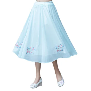 Women Chiffon Long Skirt Retro Embroidery Pleated High Elastic Waist Double Layer A-line Skirts Summer Beach Skirts 12Colors 
Women Chiffon Long Skirt Retro Embroidery Pleated High Elastic Waist Double Layer A-line Skirts Summer Beach Skirts 12Colors