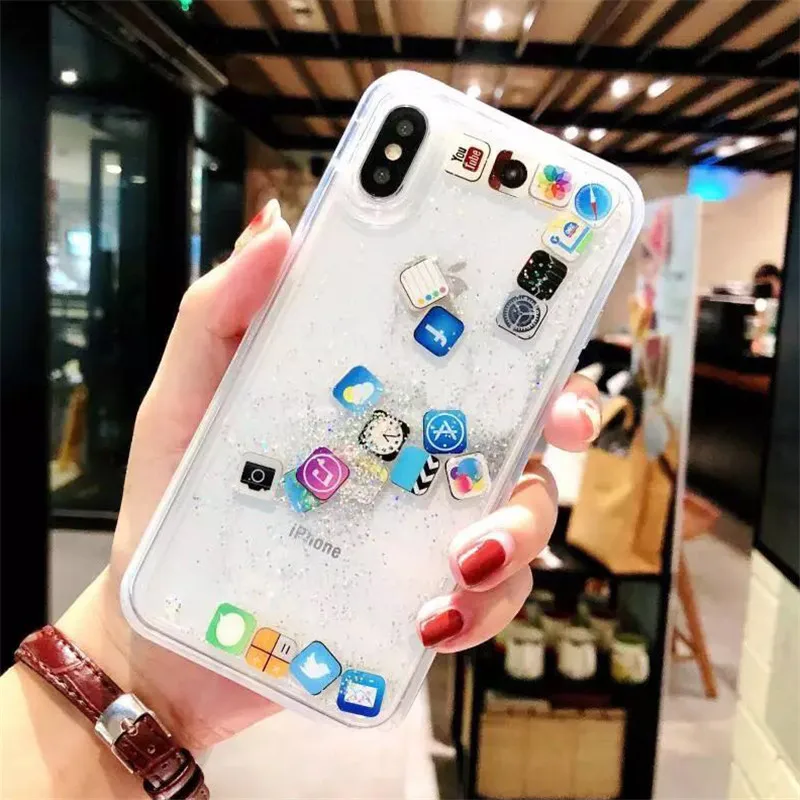 Luxury Dynamic Liquid Quicksand Soft Cover Case for iPhone 6 6S 7 8 Plus X XR XS Max Phone Cases App Capa ipone 8plus shell