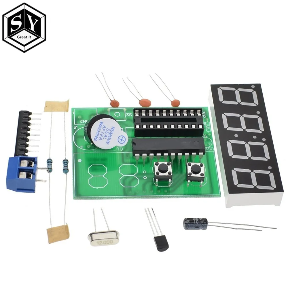 GREAT IT AT89C2051 Digital LED Display 4 Bits Electronic Clock Electronic Production Suite DIY Kit 0.56 Inch Red Two Alarm
GREAT IT AT89C2051 Digital LED Display 4 Bits Electronic Clock Electronic Production Suite DIY Kit 0.56 Inch Red Two Alarm