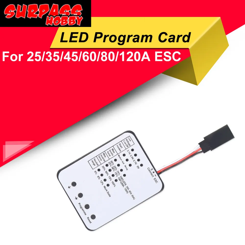 SURPASS HOBBY Racerstar LED Program Card For 25/35/45/60/80/120A ESC Electronic Speed Controller Motor Set For RC Car
SURPASS HOBBY Racerstar LED Program Card For 25/35/45/60/80/120A ESC Electronic Speed Controller Motor Set For RC Car