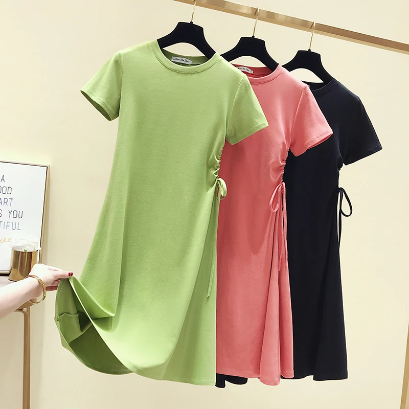 2019 Summer New Women's Dress Korean Fashion Casual Waist Slimming Drawstring Bow Shirt Dress A-Line Solid Knee-Length Dresses
2019 Summer New Women's Dress Korean Fashion Casual Waist Slimming Drawstring Bow Shirt Dress A-Line Solid Knee-Length Dresses
