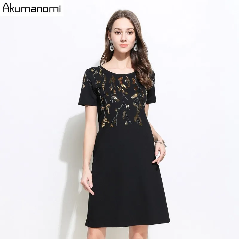 Summer Dress Women 2019 New Plus Size Blace O-neck Short Sleeve Sequined beading Dress Free Shipping Vestidos Verano Jurken Robe
Summer Dress Women 2019 New Plus Size Blace O-neck Short Sleeve Sequined beading Dress Free Shipping Vestidos Verano Jurken Robe