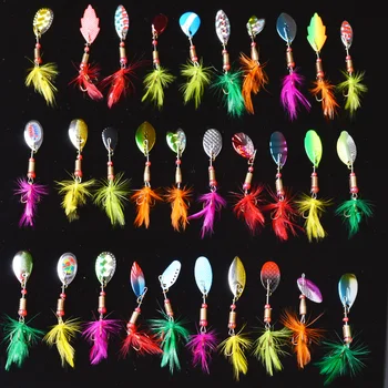 30pcs/lot Fishing Lure Spoon Spinner Bait Spinnerbait feather Metal Hard Lure Isca Artificial 2-3.5g Multi Color fishing Bait
30pcs/lot Fishing Lure Spoon Spinner Bait Spinnerbait feather Metal Hard Lure Isca Artificial 2-3.5g Multi Color fishing Bait