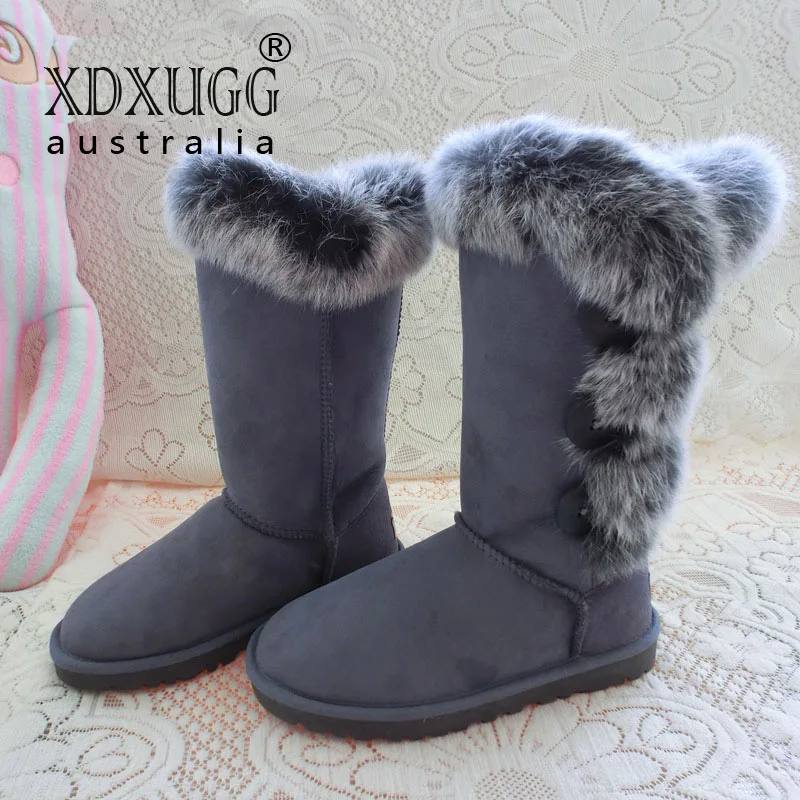 Free shipping Australian fox fur angora Gaotong snow boots Sheepskin boots warm winter female button 3
Free shipping Australian fox fur angora Gaotong snow boots Sheepskin boots warm winter female button 3