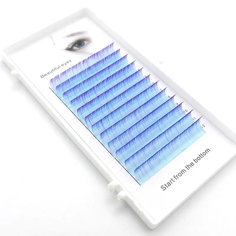 

HBZGTLAD NEW C/D curl 0.07/0.1mm 8-15mm false lashes blue+purple eyelash individual colored lashes Faux eyelash extensions tool