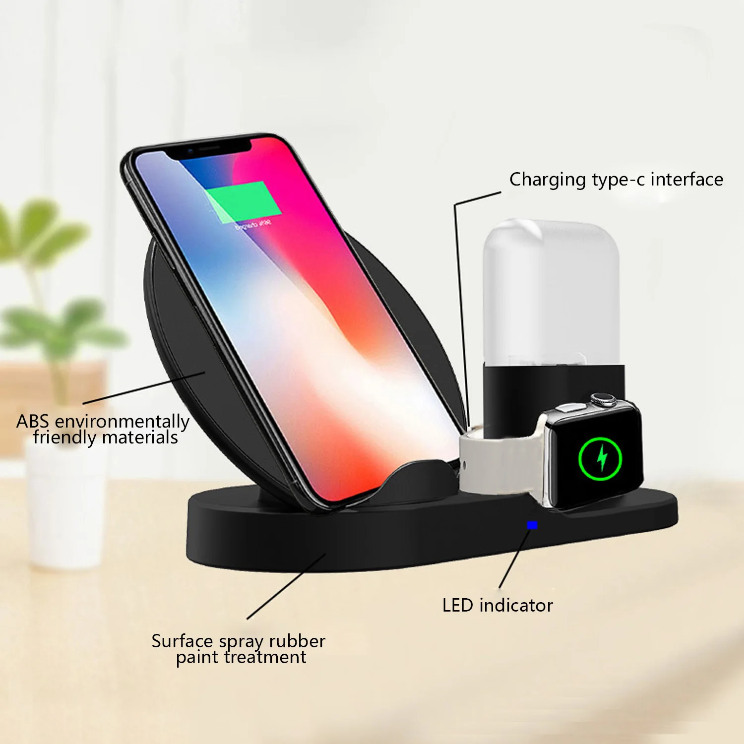 Besegad 3 in 1 7.5W Fast Wireless Charging Stand Dock Station for iPhone XS Max 8 Plus X XR Apple Watch Series 1 2 3 4 Airpods
Besegad 3 in 1 7.5W Fast Wireless Charging Stand Dock Station for iPhone XS Max 8 Plus X XR Apple Watch Series 1 2 3 4 Airpods