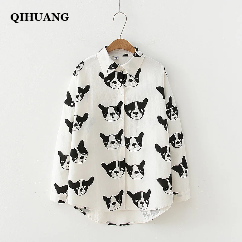 QIHUANG 2019 Fashion Dog Printed Blouses Women Streetwear Turn Down Collar Long Sleeve Cotton Loose Shirt Cute Women Blouses
QIHUANG 2019 Fashion Dog Printed Blouses Women Streetwear Turn Down Collar Long Sleeve Cotton Loose Shirt Cute Women Blouses