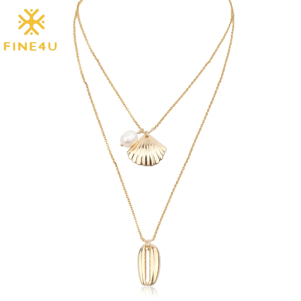 FINE4U N197 Summer Beach Jewelry Multi-Layer Natural Sea Shell Pearl Pendant Necklace Long Chain Necklaces 2019 New Boho Jewelry
FINE4U N197 Summer Beach Jewelry Multi-Layer Natural Sea Shell Pearl Pendant Necklace Long Chain Necklaces 2019 New Boho Jewelry
