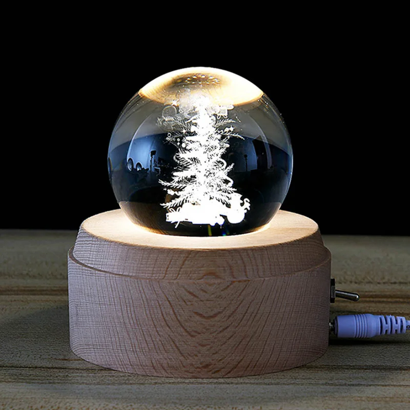 Moon Crystal Ball Wooden Luminous Night Lights (4)