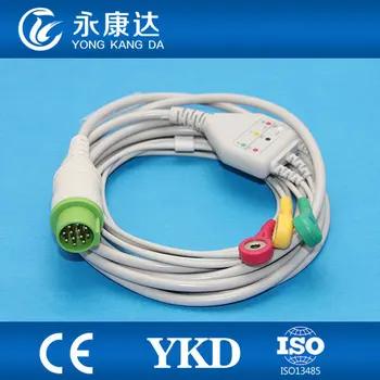 One-piece 12Pin 3leads ECG cable and leadwires with Snap for BLT,IEC,CE&ISO13485
One-piece 12Pin 3leads ECG cable and leadwires with Snap for BLT,IEC,CE&ISO13485