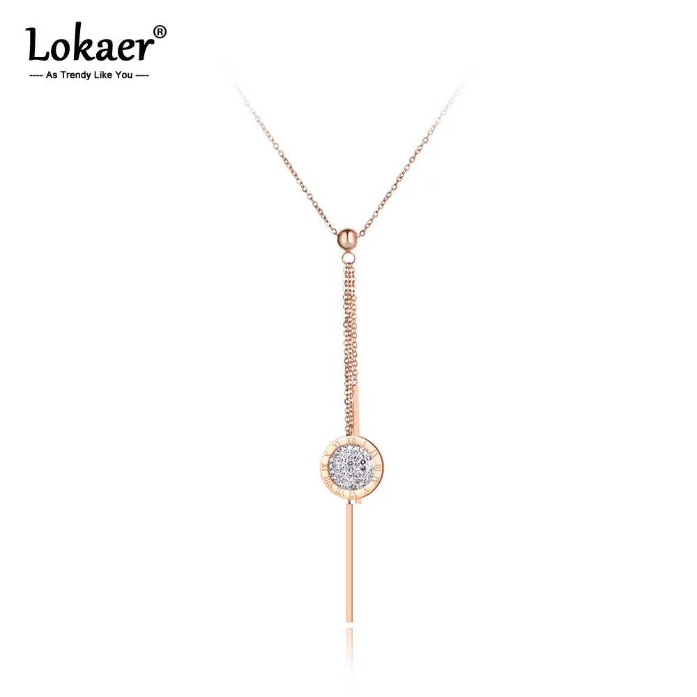 Lokaer Original Design Titanium Steel Roman Numerals Tassel Necklaces Jewelry Rhinestone Pendant Chain Necklace For Women N19076
Lokaer Original Design Titanium Steel Roman Numerals Tassel Necklaces Jewelry Rhinestone Pendant Chain Necklace For Women N19076