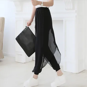 6XL Chiffon Irregular Side Pants Women Causal Harem Leg Split Trousers Female Solid Elastic Wasit Loose Pants Sale Summer
6XL Chiffon Irregular Side Pants Women Causal Harem Leg Split Trousers Female Solid Elastic Wasit Loose Pants Sale Summer