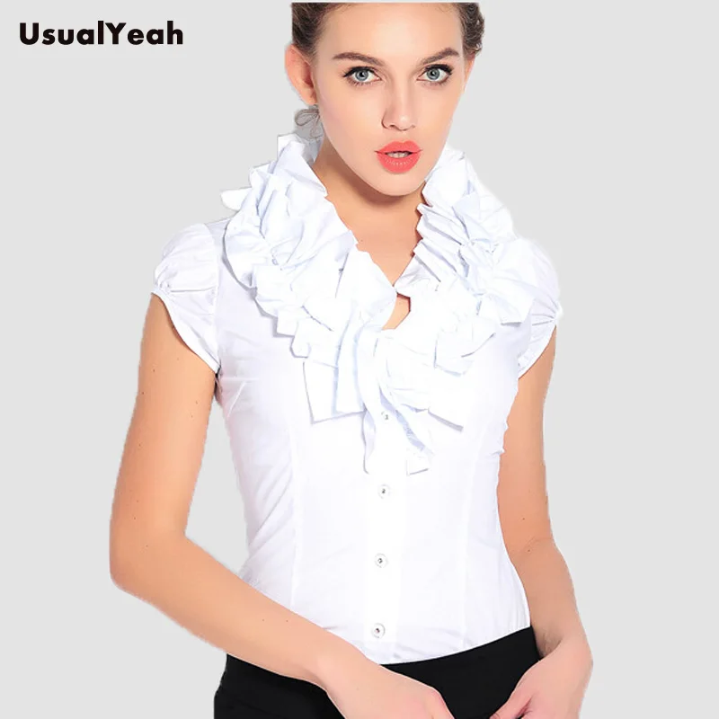 New 2015 Casual Women Body Blouses Shirt Short sleeve Ruffled Collar Ruffles blusa feminina summer tops white S M L XL SY0255
New 2015 Casual Women Body Blouses Shirt Short sleeve Ruffled Collar Ruffles blusa feminina summer tops white S M L XL SY0255