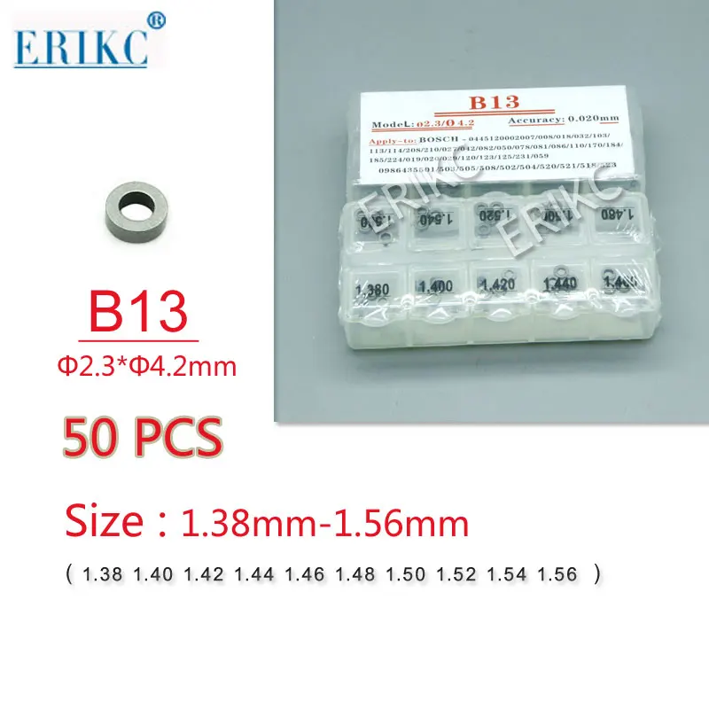 ERIKC B13 fuel injector nozzle washer injection valve shim washer and injector adjustment gaskets size 1.38---1.56mm for bosch
ERIKC B13 fuel injector nozzle washer injection valve shim washer and injector adjustment gaskets size 1.38---1.56mm for bosch