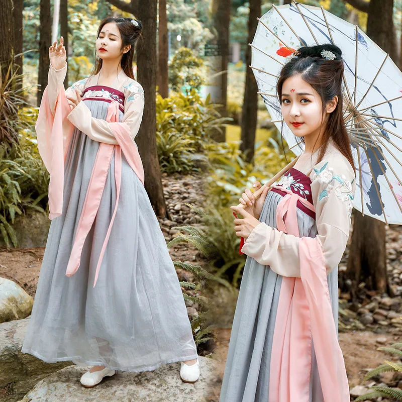 Embroidery Dance Costume Women Hanfu National Fairy Dress Ancient Folk Festival Outfit Oriental Stage Performance Clothes DF1027 |