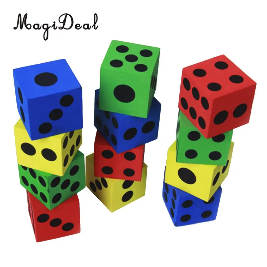 12Pcs/Set Soft Foam 6 Side Dices Maths Dice for Kids Children Learning Playing Games Classroom Teaching Aids Novelty Toys