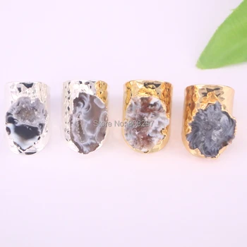 5Pcs Gold Color Natural Geode Stone Cuff Rings, Fashion Freeform Natural Gems Ring For Party
5Pcs Gold Color Natural Geode Stone Cuff Rings, Fashion Freeform Natural Gems Ring For Party