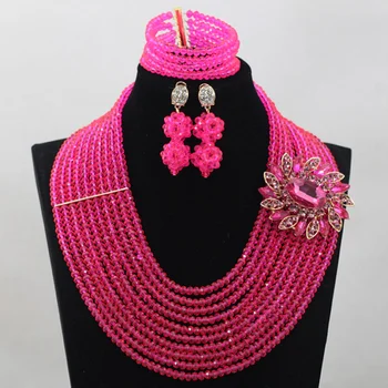 Fushia Pink 10 Rows African Beads Jewelry Sets Nigerian Engagement Bridal Necklace Bracelet Earrings Set Free Shipping ANJ015
Fushia Pink 10 Rows African Beads Jewelry Sets Nigerian Engagement Bridal Necklace Bracelet Earrings Set Free Shipping ANJ015