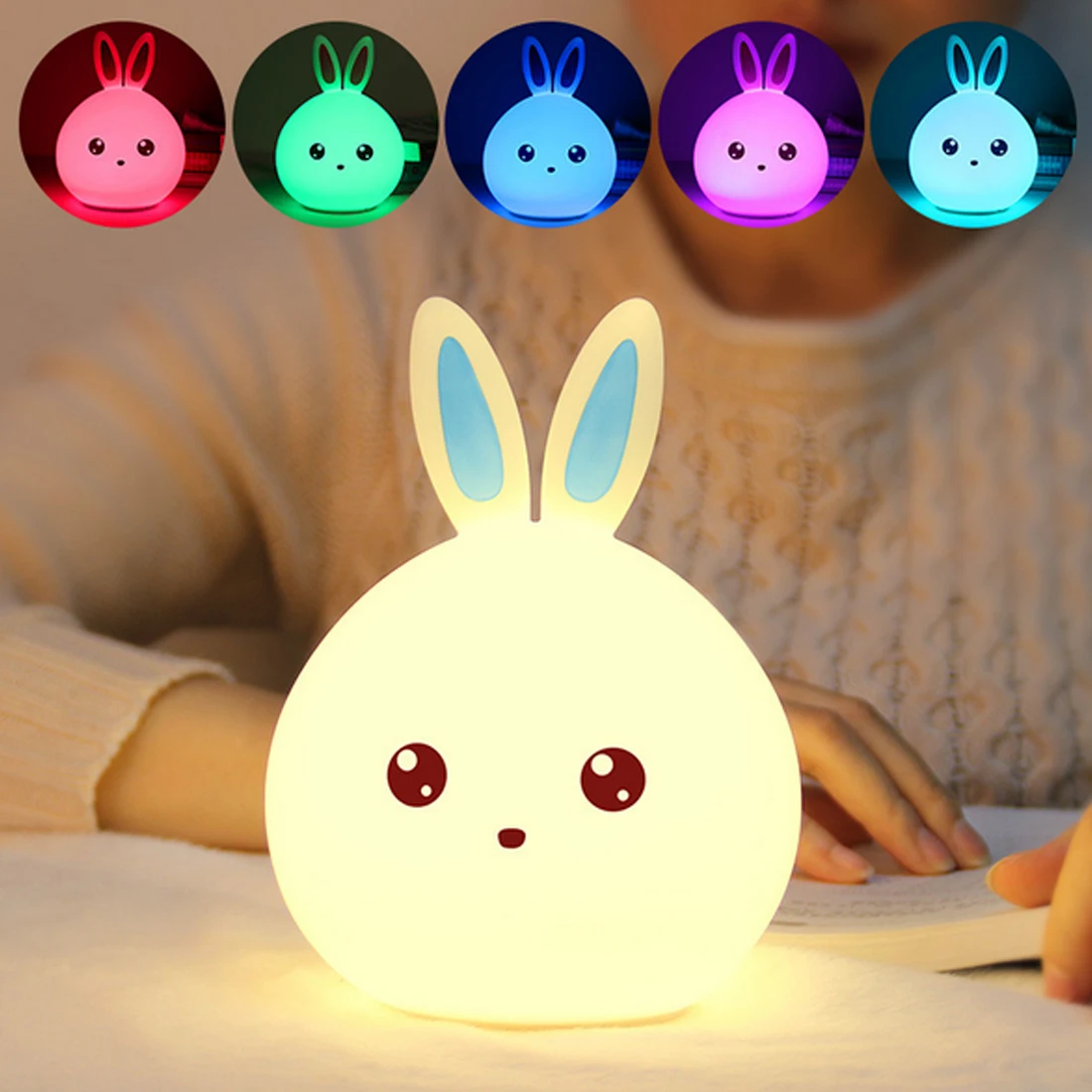 LED Rabbit Night Light Multicolor Silicone Touch Sensor Tap Control Nightlight For Children Baby Kids Bedside Animal Lamp
LED Rabbit Night Light Multicolor Silicone Touch Sensor Tap Control Nightlight For Children Baby Kids Bedside Animal Lamp