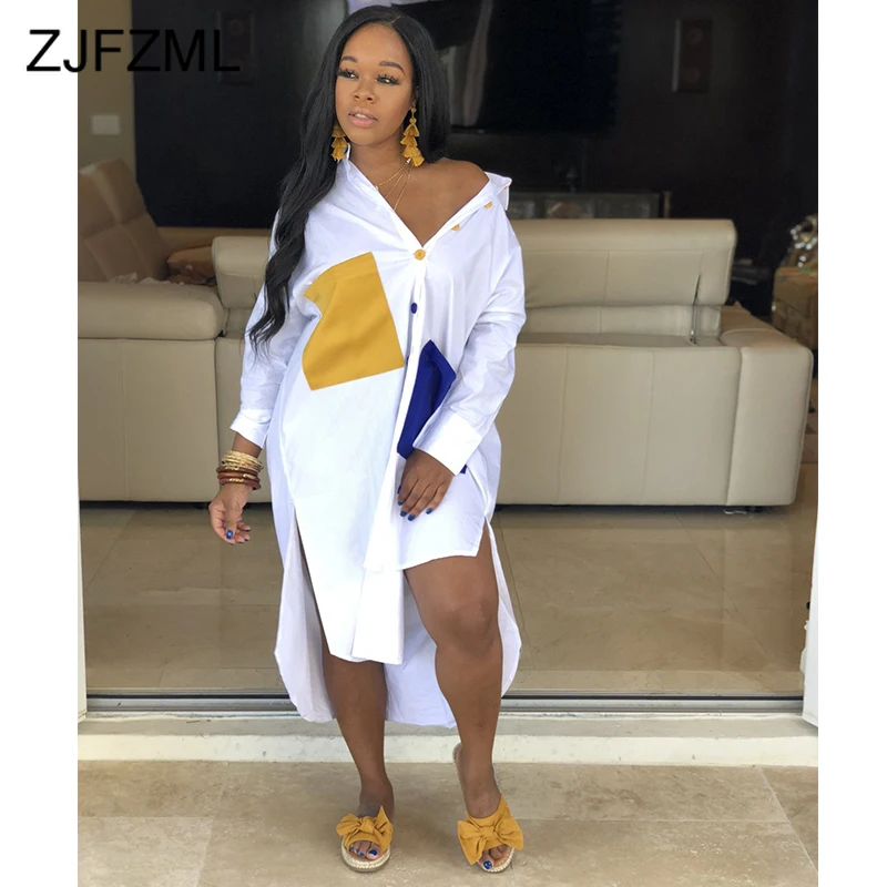 Plus Size Casual Plus Size T Shirt Dress Women Turn Down Collar Long Sleeve Loose Dress Summer Button Up Pocket Side Split Dress 
Plus Size Casual Plus Size T Shirt Dress Women Turn Down Collar Long Sleeve Loose Dress Summer Button Up Pocket Side Split Dress