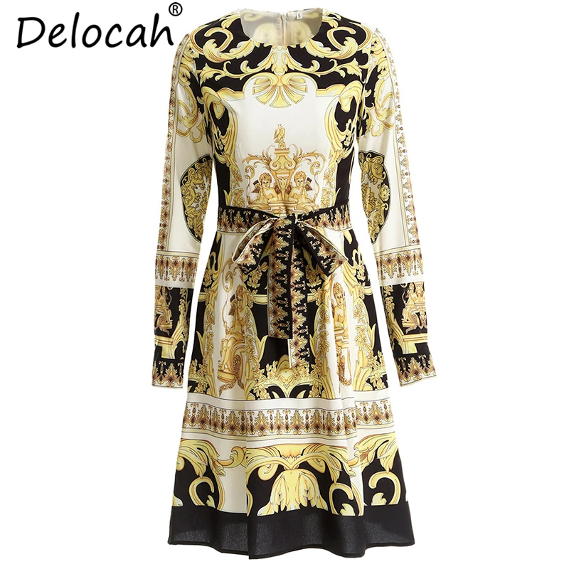 Delocah 2019 Women Spring Summer Vintage Dress Runway Fashion Long Sleeve Bow Tie Palace printed Elegant Vacation Mini Dresses
Delocah 2019 Women Spring Summer Vintage Dress Runway Fashion Long Sleeve Bow Tie Palace printed Elegant Vacation Mini Dresses