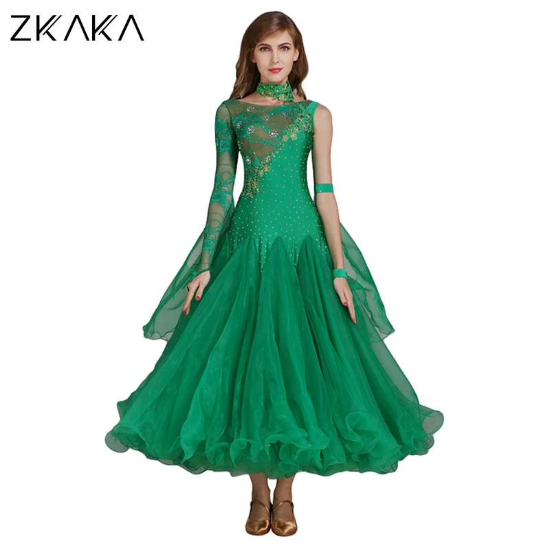 ZKAKA Spring and summer lace stitching skirt with modern national standard dance dress
ZKAKA Spring and summer lace stitching skirt with modern national standard dance dress