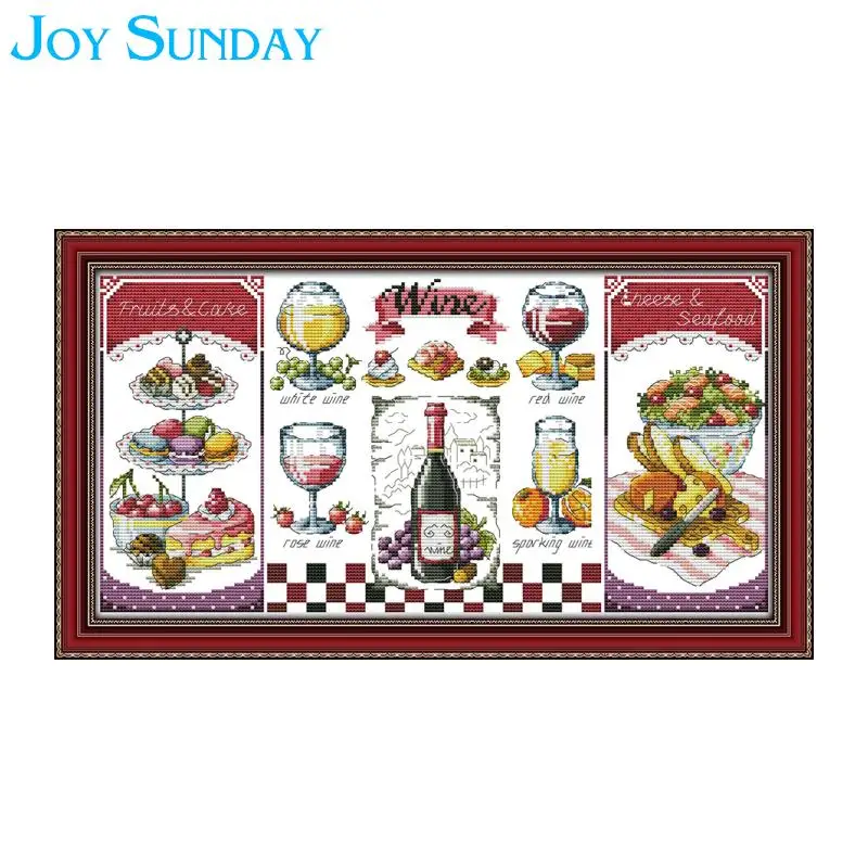 Joy Sunday Cross Stitch Kits Embroidery Needlework Sets Counted 11 14CT Red Wine and Desserts Printed Embroidery Kits Home Decor
Joy Sunday Cross Stitch Kits Embroidery Needlework Sets Counted 11 14CT Red Wine and Desserts Printed Embroidery Kits Home Decor