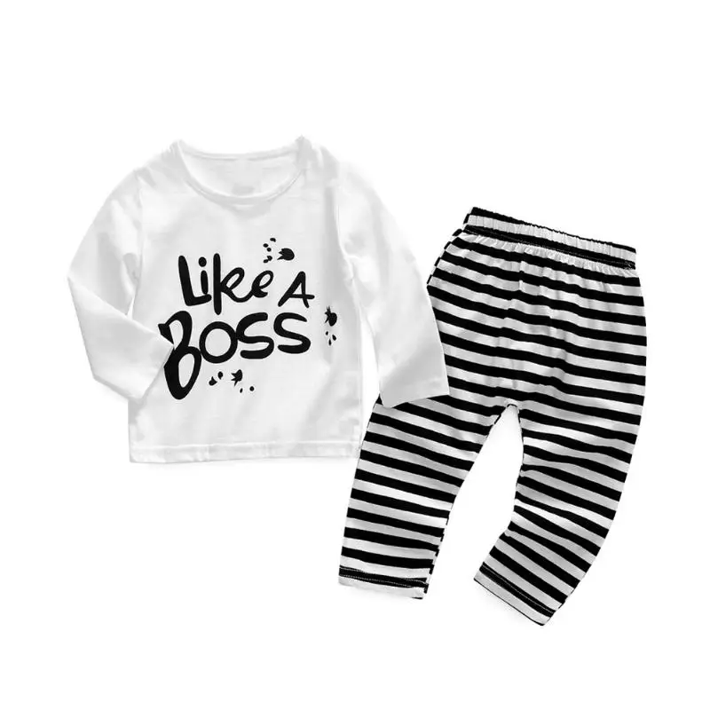 2pcs Winter Baby Clothing Set Fashion Long Sleeve Letters T-shirt + Stripe Pants Trousers Suit Boys Girls Baby Infant Clothes
2pcs Winter Baby Clothing Set Fashion Long Sleeve Letters T-shirt + Stripe Pants Trousers Suit Boys Girls Baby Infant Clothes