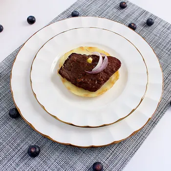 European Style Gold Inlay Plates Dish Personality Ceramic Dish Food Steak Salad Plate White Dinnerware Tableware Best Gifts
European Style Gold Inlay Plates Dish Personality Ceramic Dish Food Steak Salad Plate White Dinnerware Tableware Best Gifts
